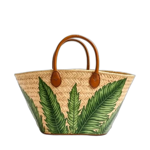 3d render, photorealistic, earth tones, beige, wicker, basket, brown, handle transparent PNG cut-out