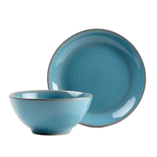 food, 3d render, blue, set, ceramic, dishes, textured, pattern transparent PNG cut-out