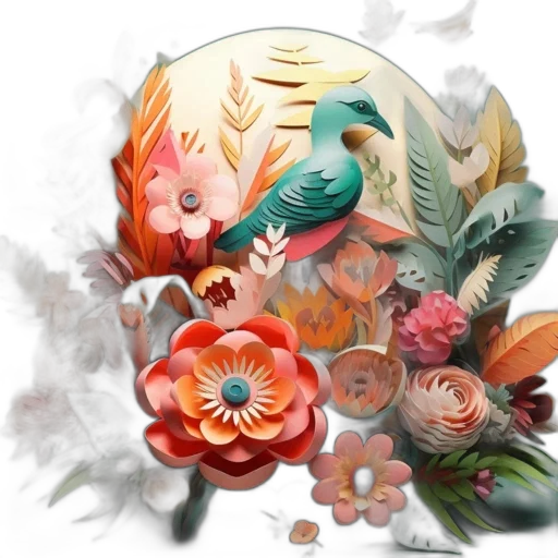flower, mask, jewelry, dragon, photorealistic, watercolor, fantasy art, concept art transparent PNG cut-out