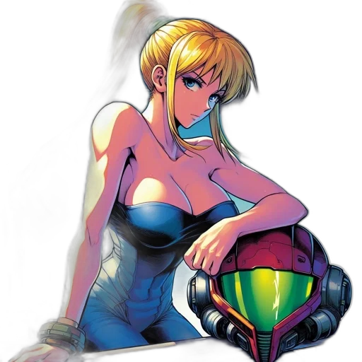 robot, dress, weapon, concept art, anime, vaporwave, comic book art, animated transparent PNG cut-out