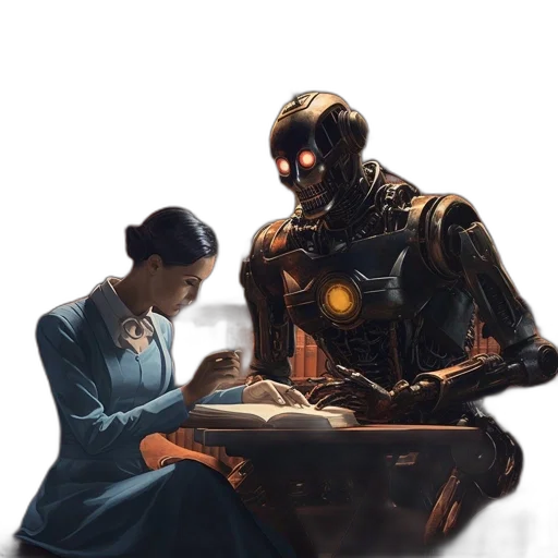 robot, concept art, cyberpunk, comic book art, fantasy art, outer space, night, forest transparent PNG cut-out