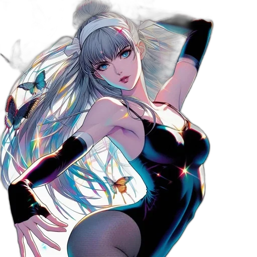 dress, anime, concept art, fantasy art, comic book art, neon lights, blue, monochrome transparent PNG cut-out