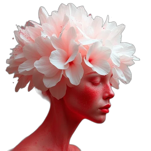 crown, flower, hat, hair, photorealistic, 3d render, concept art, oil painting transparent PNG cut-out