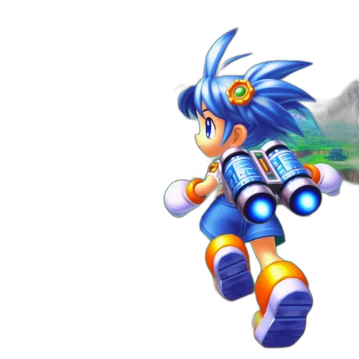 robot, concept art, pixel art, 3d render, fantasy art, blue, young, fantasy transparent PNG cut-out
