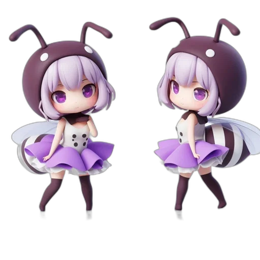 3d render, anime, concept art, pixel art, monochrome, two, chibi-styled, figurines transparent PNG cut-out