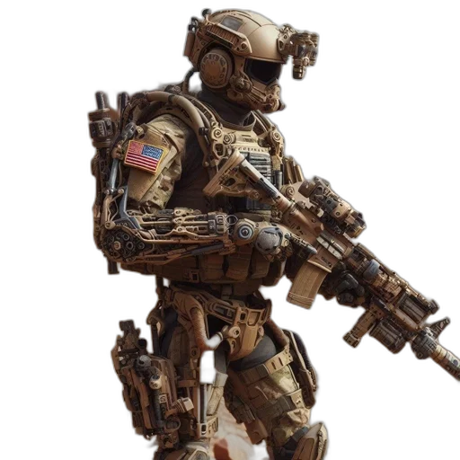 robot, weapon, staff, concept art, 3d render, pixel art, fantasy art, earth tones transparent PNG cut-out