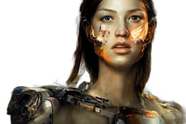 robot, face, cyberpunk, concept art transparent PNG cut-out