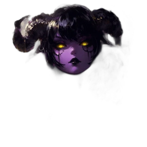 mask, creature, hair, face, concept art, fantasy art, pixel art, watercolor transparent PNG cut-out