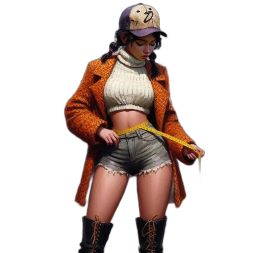 jacket, hat, staff, weapon, concept art, 3d render, pixel art, cyberpunk transparent PNG cut-out