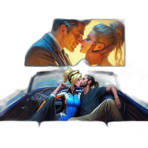 car, umbrella, concept art, photorealistic, oil painting, comic book art, neon lights, outer space transparent PNG cut-out