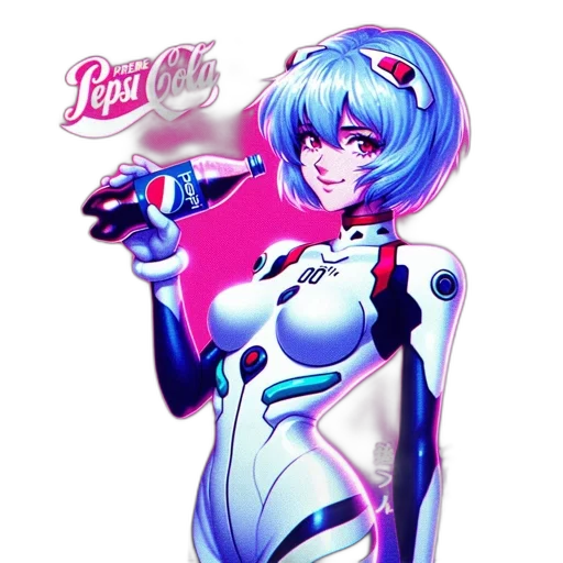 robot, weapon, staff, vaporwave, anime, concept art, cyberpunk, neon lights transparent PNG cut-out
