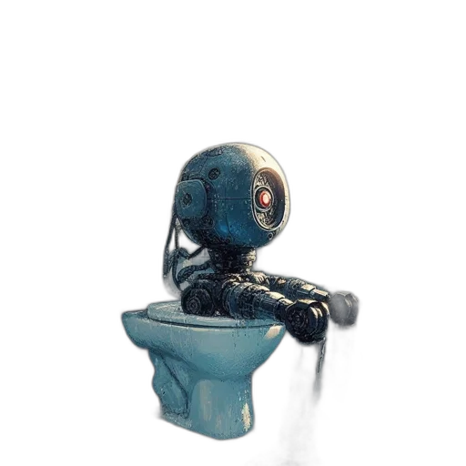 robot, creature, staff, mask, 3d render, concept art, watercolor, vaporwave transparent PNG cut-out
