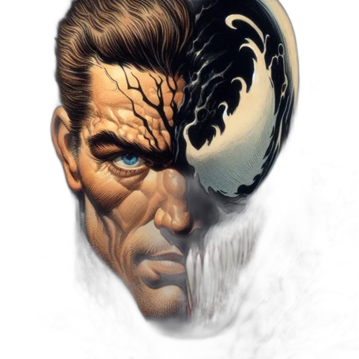 face, mask, comic book art, concept art, fantasy art, photorealistic, earth tones, male transparent PNG cut-out