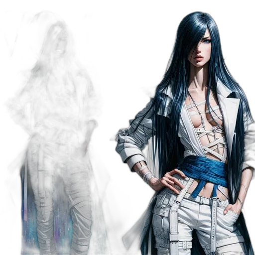 jacket, concept art, photorealistic, fantasy art, cyberpunk, blue, monochrome, dark transparent PNG cut-out