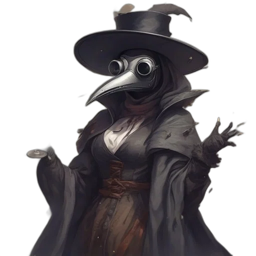 mask, hat, creature, face, concept art, fantasy art, photorealistic, dark transparent PNG cut-out