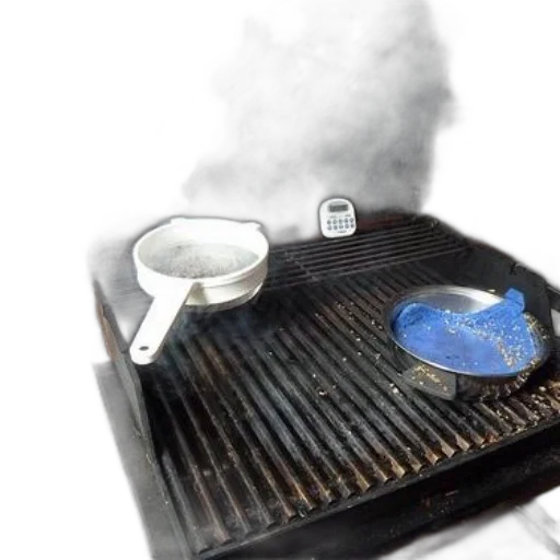 food, robot, smoking, grill, pot, water, pan, blue transparent PNG cut-out