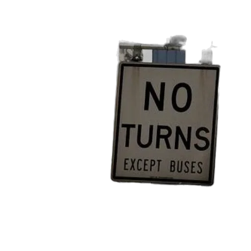 car, furniture, turns, except, buses, sign, hangs, above transparent PNG cut-out