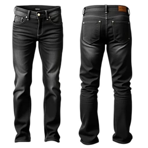 jacket, 3d render, dark, monochrome, pair, black, jeans, button transparent PNG cut-out