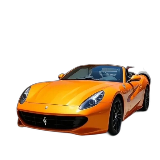 car, 3d render, photorealistic, bright, orange, convertible, sports, parked transparent PNG cut-out