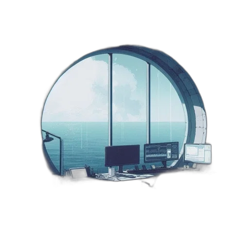 building, umbrella, furniture, hat, 3d render, vaporwave, concept art, photorealistic transparent PNG cut-out