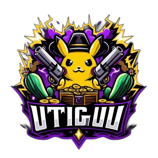 pixel art, concept art, anthropomorphic, yellow, rabbit, two, guns, lightning transparent PNG cut-out