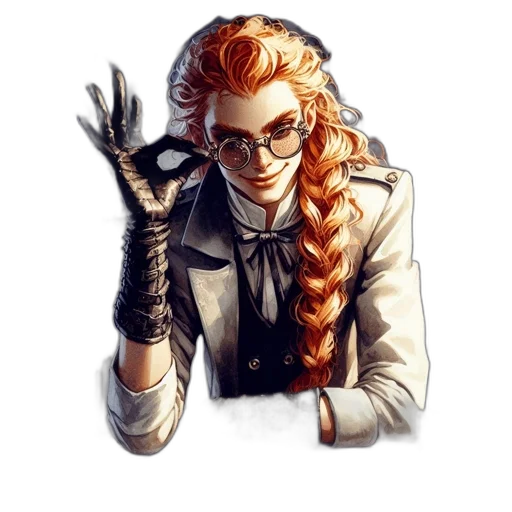 staff, jacket, hair, comic book art, concept art, pixel art, fantasy art, monochrome transparent PNG cut-out