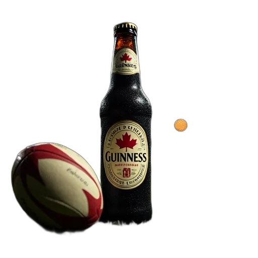 bottle, 3d render, photorealistic, close-up, guinness, beer, label, featuring transparent PNG cut-out