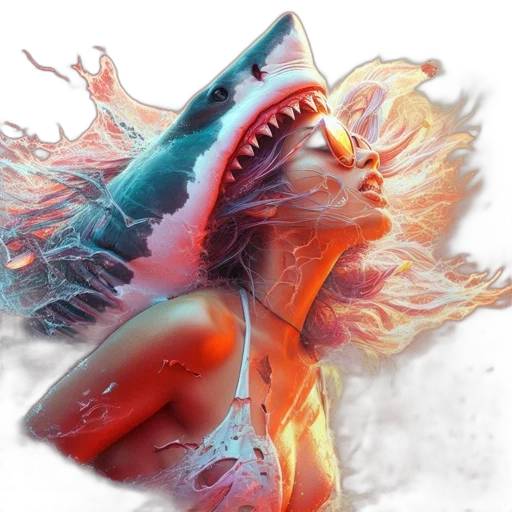 creature, dragon, concept art, fantasy art, comic book art, photorealistic, underwater, fire transparent PNG cut-out