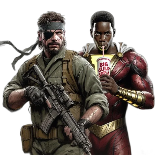 comic book art, concept art, pixel art, cartoon, two, men, stand, out transparent PNG cut-out