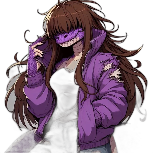 jacket, mask, creature, face, cyberpunk, vaporwave, anime, pixel art transparent PNG cut-out