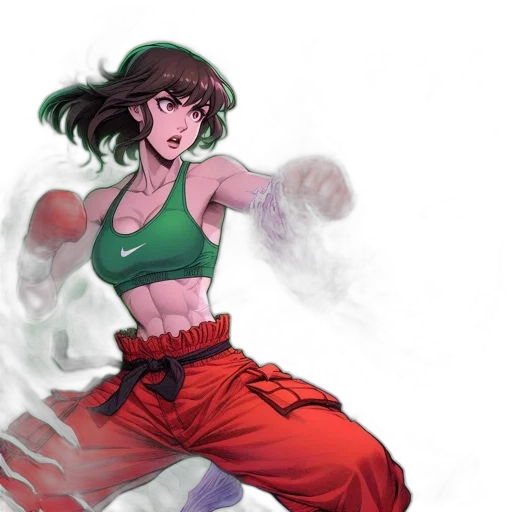 concept art, comic book art, fantasy art, anime, green, red, neon, colorful transparent PNG cut-out