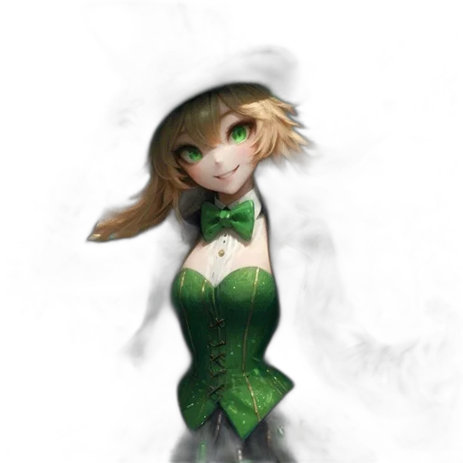 dress, hat, creature, staff transparent PNG cut-out