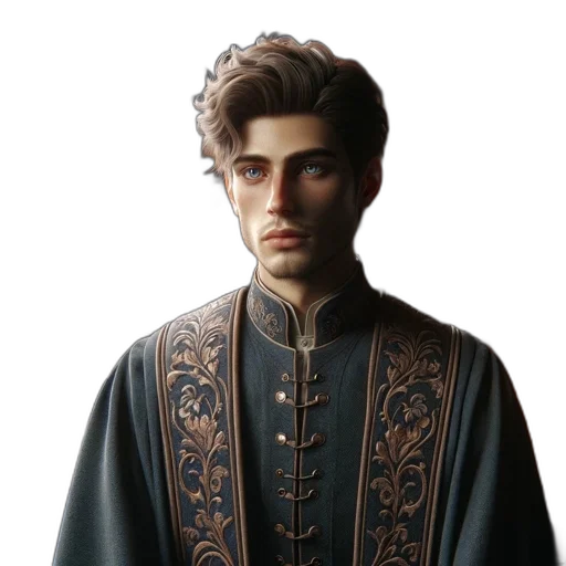 face, jacket, staff, crown, fantasy art, photorealistic, concept art, oil painting transparent PNG cut-out