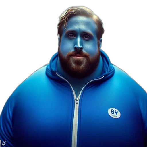 jacket, face, creature, animal, concept art, photorealistic, blue, man transparent PNG cut-out