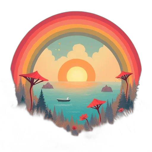 umbrella, hat, concept art, fantasy art, pixel art, watercolor, sunset, beach transparent PNG cut-out
