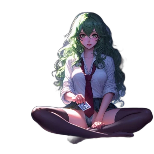 staff, dress, creature, hair, pixel art, concept art, anime, watercolor transparent PNG cut-out