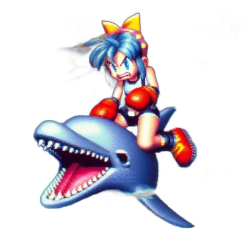 weapon, animal, creature, pixel art, concept art, 3d render, vaporwave, underwater transparent PNG cut-out