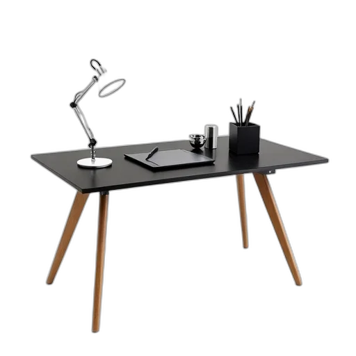 furniture, staff, 3d render, sleek, modern, desk, black, glass transparent PNG cut-out