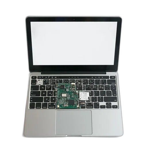 robot, laptop, screen, removed, revealing, internal, components, such transparent PNG cut-out