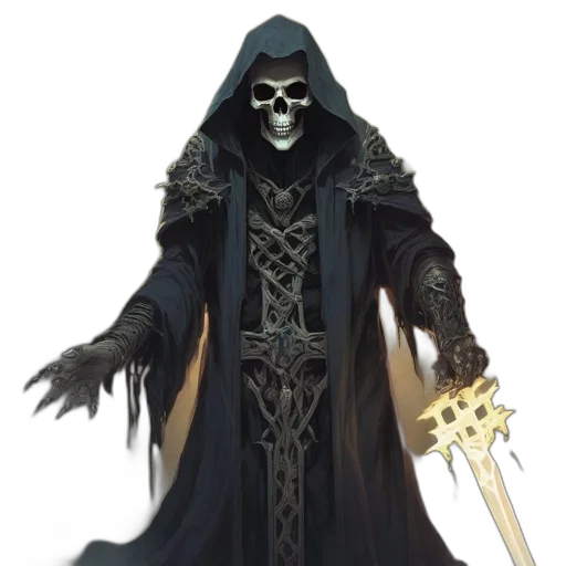 staff, mask, sword, concept art, fantasy art, pixel art, comic book art, dark transparent PNG cut-out