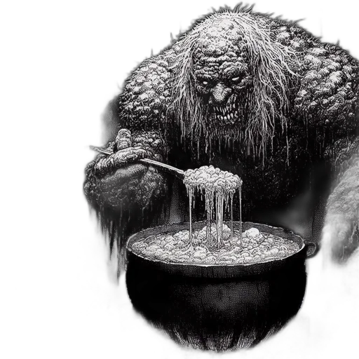 creature, animal, food, hair, concept art, fantasy art, photorealistic, comic book art transparent PNG cut-out