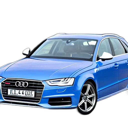 car, photorealistic, 3d render, denim, blue, audi, all, glory transparent PNG cut-out
