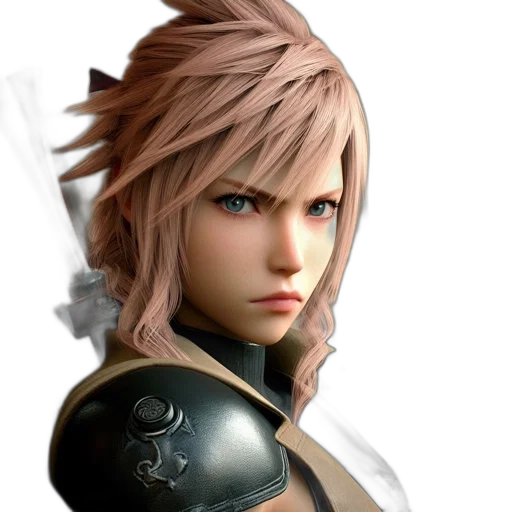 face, hair, 3d render, concept art, photorealistic, fantasy art, animated, determined transparent PNG cut-out