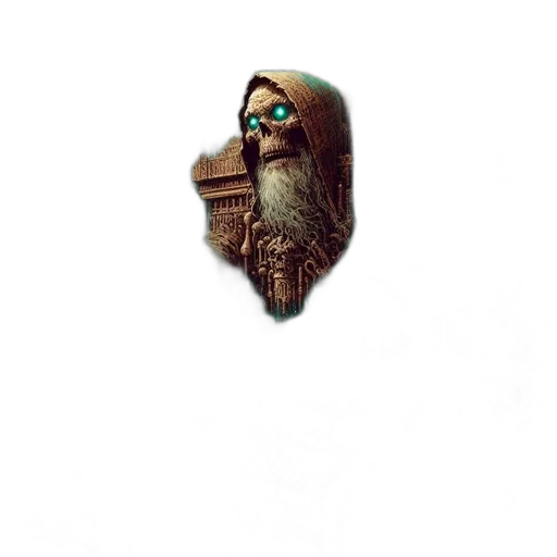 mask, staff, face, creature, fantasy art, concept art, pixel art, 3d render transparent PNG cut-out