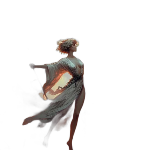 dress, sword, creature, staff transparent PNG cut-out