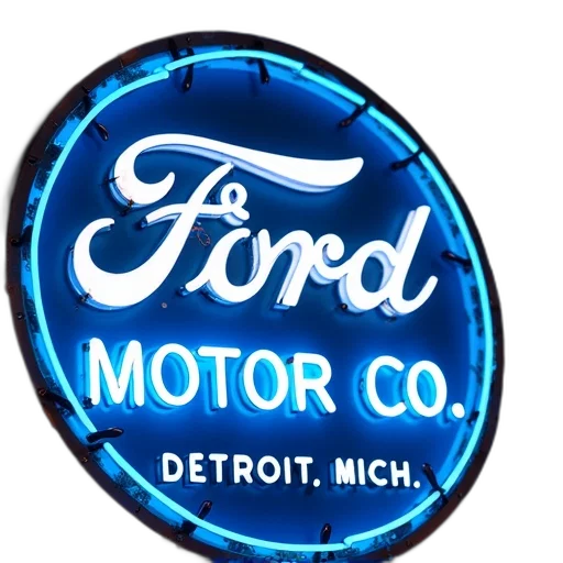car, neon, sign, vintage, design, featuring, text, ford transparent PNG cut-out