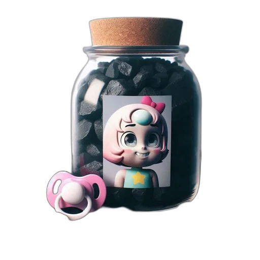 bottle, food, robot, 3d render, concept art, photorealistic, vaporwave, dark transparent PNG cut-out