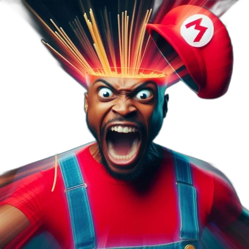 face, staff, mask, concept art, comic book art, 3d render, cartoon, mario-inspired transparent PNG cut-out