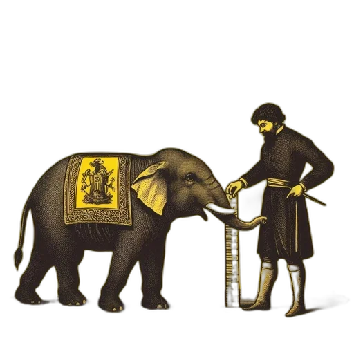 staff, animal, concept art, fantasy art, elephant, wearing, lion-and-shield, patterned transparent PNG cut-out