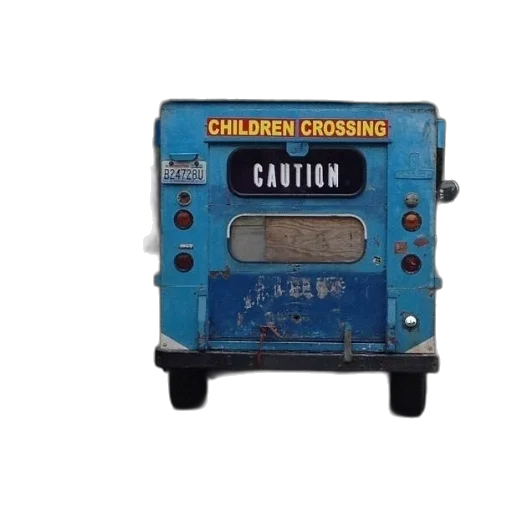 car, robot, weapon, blue, bus, words, children, crossing transparent PNG cut-out